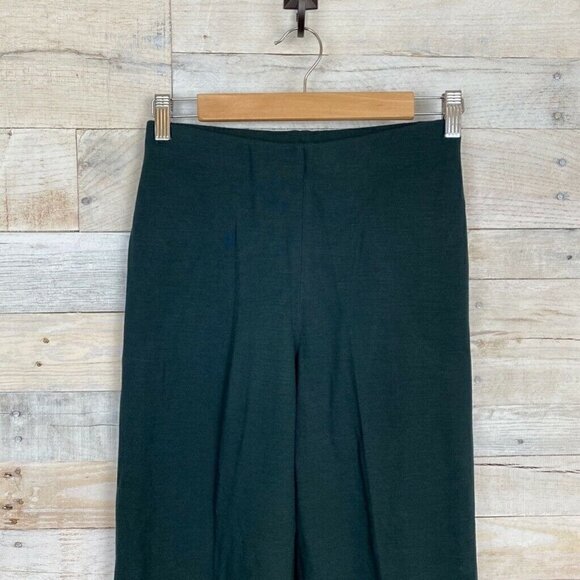 Eileen Fisher Women Straight Leg Pants Green Flat Front Elastic Waist Petite 2/4 - Picture 2 of 7
